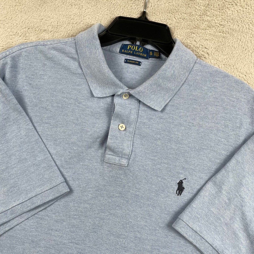 Polo Ralph Lauren Shirt Mens XL Blue Black Pony Classic Fit Short Sleeve Office